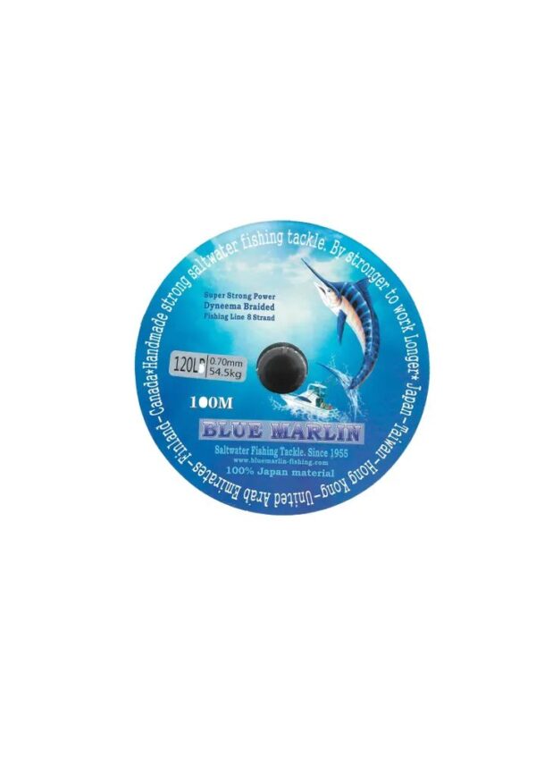 Плетёный шнур для морской рыбалки BLUE MARLIN, цена за 100 м, размотка 100-1000 м, 8 нитей, разноцветный — изображение 5
