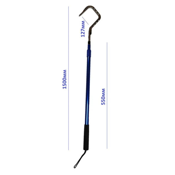 Багор BLUE MARLIN, голова 5" дюймов, из нержавеющей стали 304, раздвижной, с ручкой из морского алюминия, длина 55-150см — изображение 3