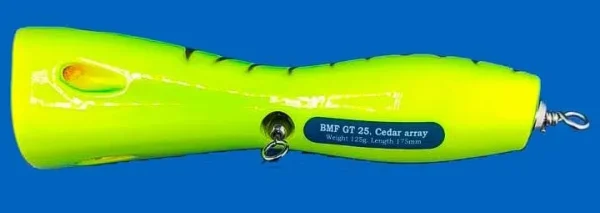 Поппер Blue Marlin Gt25 Yell 125гр 175мм  из канадского кедра с мощной арматурой для морской рыбалки — изображение 4
