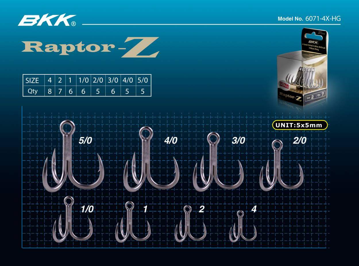 BKK Raptor-Z размером 5\0 и 4\0 прочный тройной крючок, созданный для морской рыбалки на трофейных рыб — изображение 5