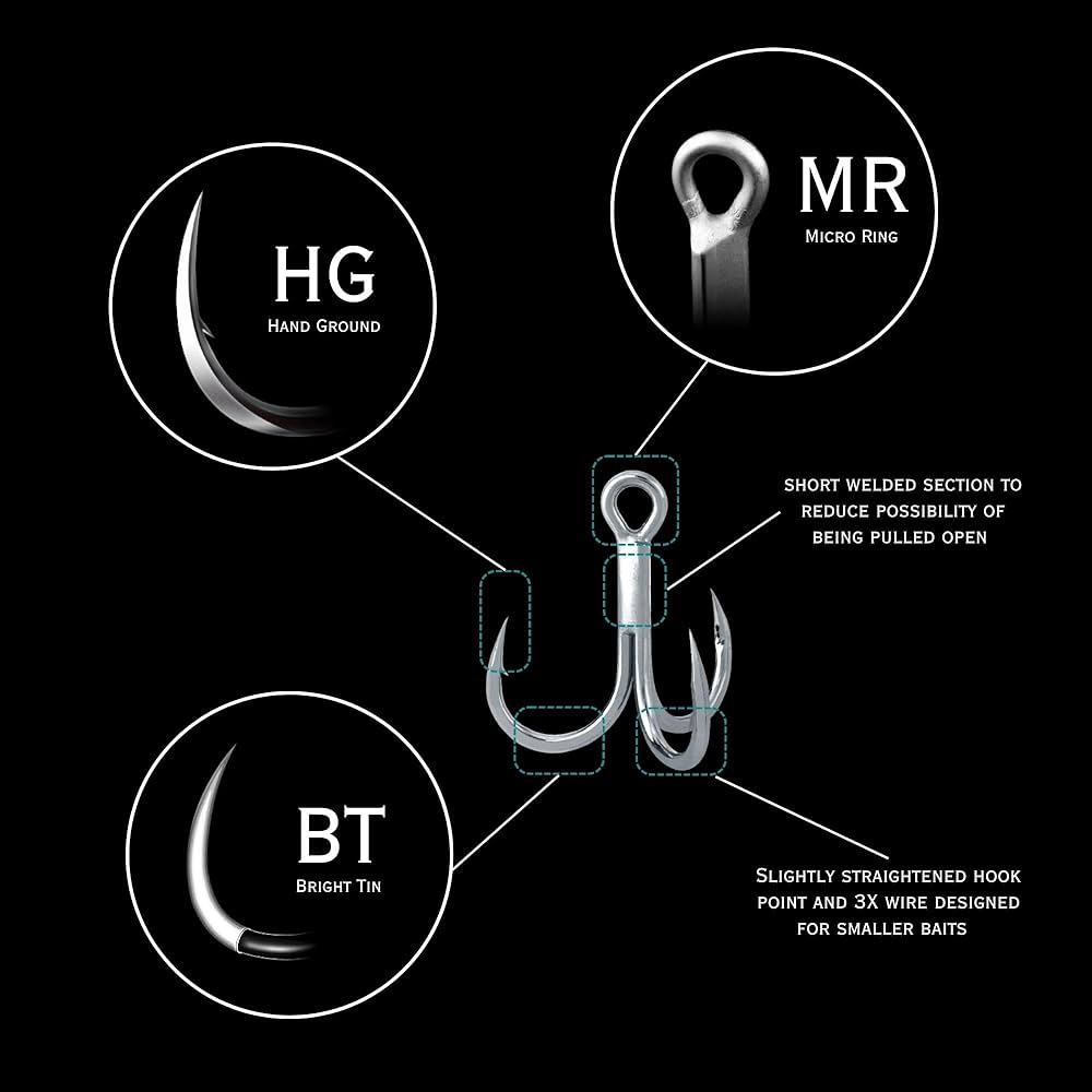 BKK Raptor-Z размером 5\0 и 4\0 прочный тройной крючок, созданный для морской рыбалки на трофейных рыб — изображение 6