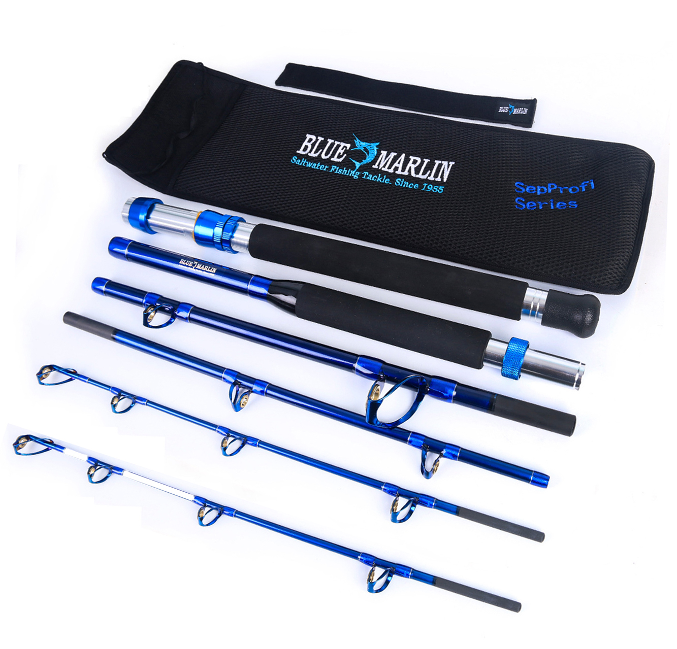 Морское удилище BLUE MARLIN 2105+, model 2025 года, рабочая длина: 210 см , 200-900 гр, 54 см в сложенном виде.