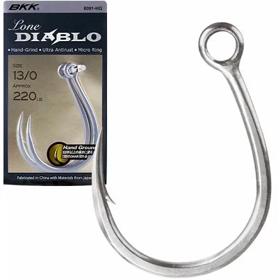 BKK Lone Diabolo Hook 13/0, 220lb - супер прочный крючок, созданный для морской рыбалки на трофейных рыб. Цена за штуку. — изображение 2
